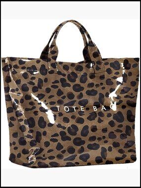 Vintage Inspired Large Tote Bag Craft Paper Shopping Hobo Leopard Print